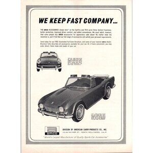 1964 Amco Car Accessories Triumph TR-4 Convertible Vintage Print Ad 60s Wall Art